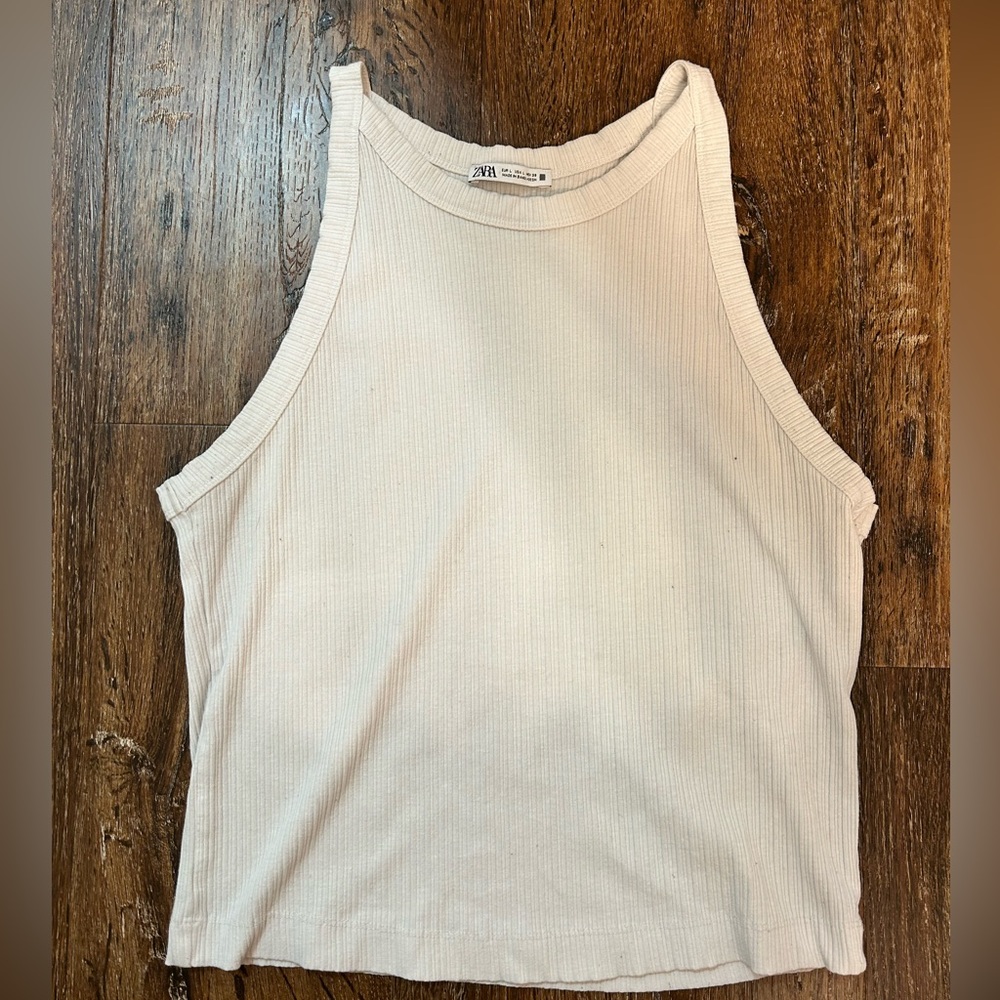 Zara white ribbed tank top